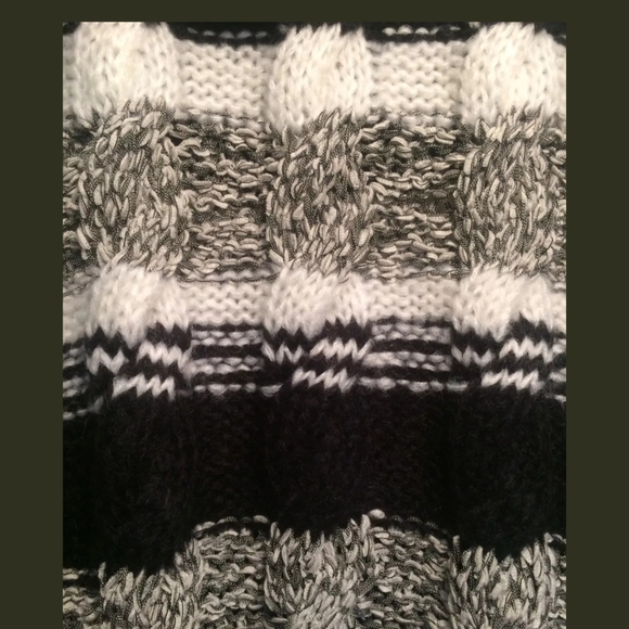 KENSIE Stripe Cowl Neck Sweater, Black/White, XL - Picture 6 of 6